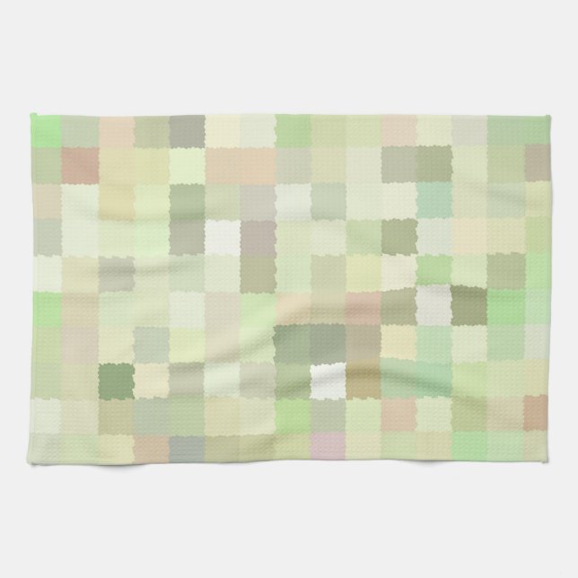 Pastel Coloured Squares Tea Towel (Horizontal)