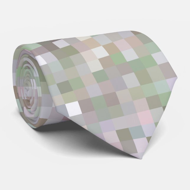 Pastel Coloured Squares Tie (Rolled)