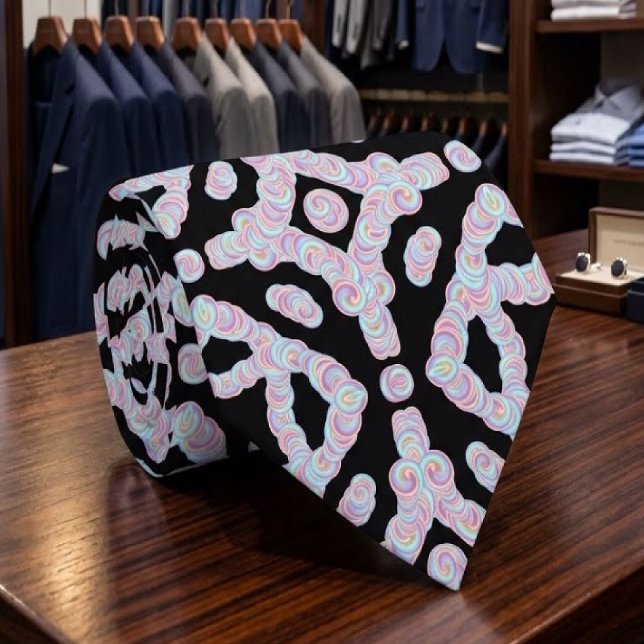 Pastel Coloured Squiggly Discs Symmetrical Pattern Tie (Creator Uploaded)