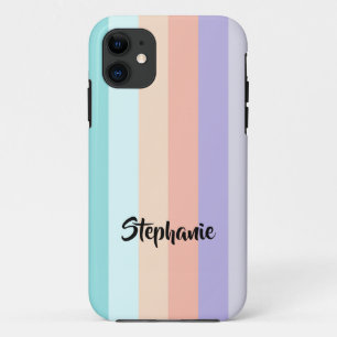 Pastel Coloured Stripes Modern Trendy  iPhone 11 Case