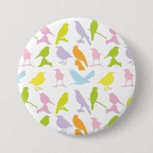 Pastel Coloured Variety of Birds Pattern 7.5 Cm Round Badge