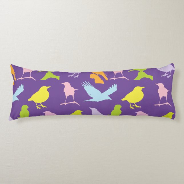 Pastel Coloured Variety of Birds Pattern Body Cushion (Front)