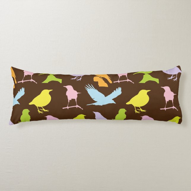 Pastel Coloured Variety of Birds Pattern Body Cushion (Front)