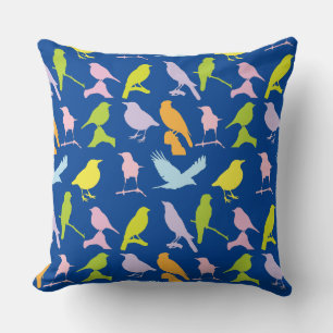 Pastel Coloured Variety of Birds Pattern Cushion