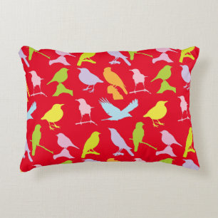 Pastel Coloured Variety of Birds Pattern Decorative Cushion