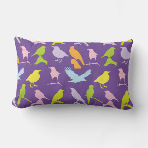 Pastel Coloured Variety of Birds Pattern Lumbar Cushion