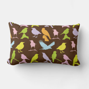 Pastel Coloured Variety of Birds Pattern Lumbar Cushion