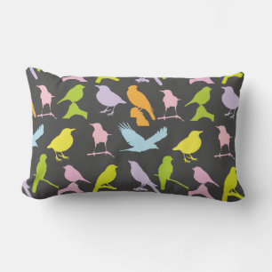 Pastel Coloured Variety of Birds Pattern Lumbar Cushion