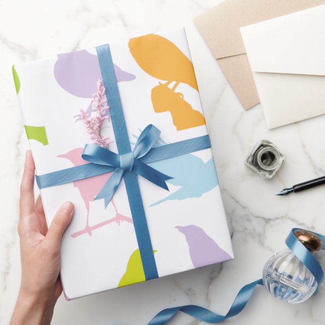 Pastel Coloured Variety of Birds Pattern Wrapping Paper (Gifting)