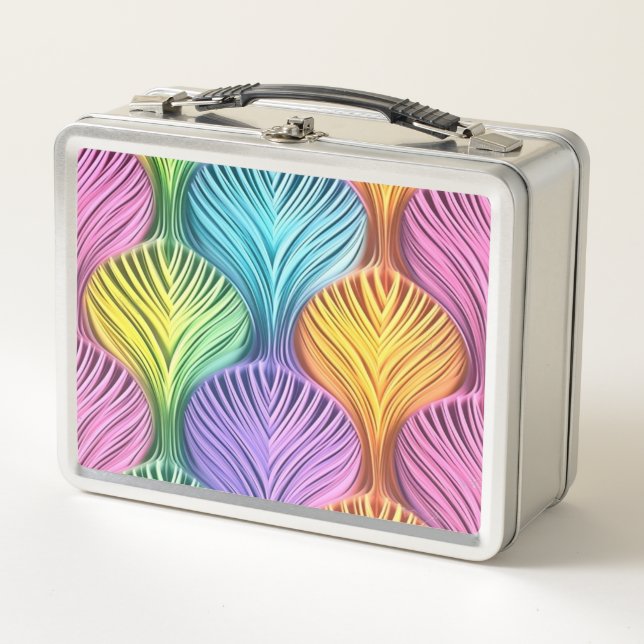 Pastel Colourful Abstract Design Metal Lunch Box (Front)