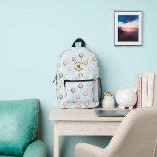 Pastel Colourful Balloons Monogram  Printed Backpack