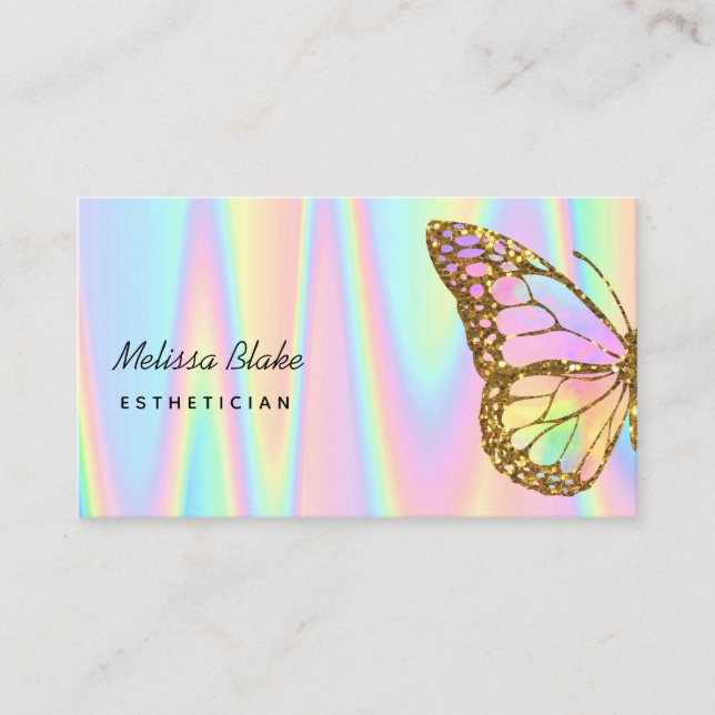 pastel colourful butterfly logo business card (Front)