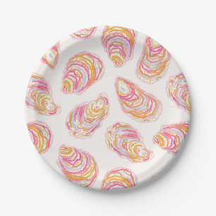 Pastel Colourful Coastal Oyster Shells Paper Plate