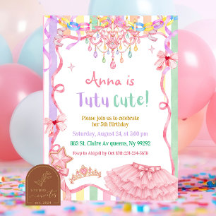 Pastel Colourful Fancy Tutu Birthday Invitation