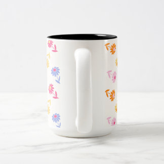 Pastel Colourful Flowers Seamless Pattern Two-Tone Coffee Mug