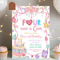 Pastel Colourful Four-ever a Gem Birthday