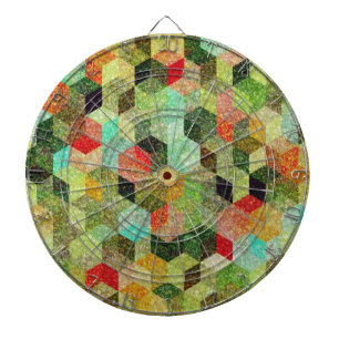 Pastel Colourful Geometric Cubes Pattern Dartboard