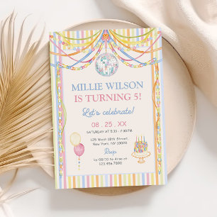 Pastel Colourful Girl Birthday Party Invitation