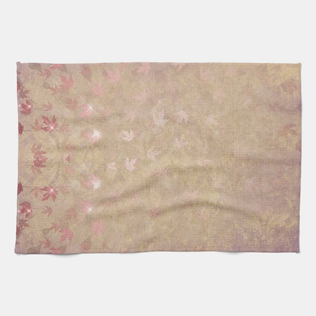 Pastel Colourful Leaves Kitchen Towel (Horizontal)