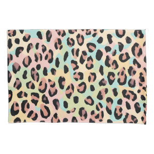 Pastel Colourful Leopard Spots Animal Print Pillowcase