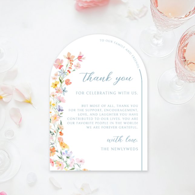 Pastel Colourful Meadow Flower Wedding Thank You Invitation (Creator Uploaded)