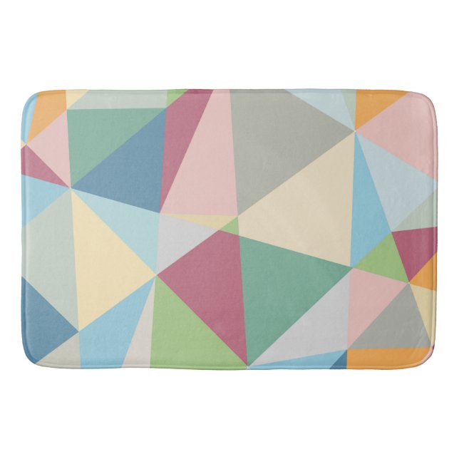 Pastel Colourful Modern Abstract Geometric Pattern Bath Mat (Front)