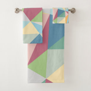 Pastel Colourful Modern Abstract Geometric Pattern Bath Towel Set