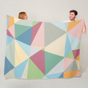 Pastel Colourful Modern Abstract Geometric Pattern Fleece Blanket