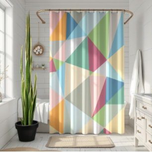 Pastel Colourful Modern Abstract Geometric Pattern Shower Curtain