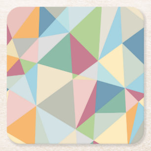 Pastel Colourful Modern Abstract Geometric Pattern Square Paper Coaster