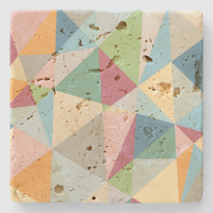 Pastel Colourful Modern Abstract Geometric Pattern Stone Coaster