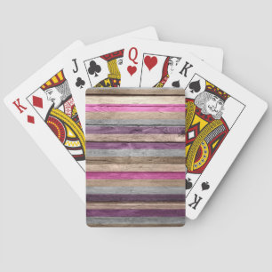 Pastel Colourful on Wood #2 Playing Cards
