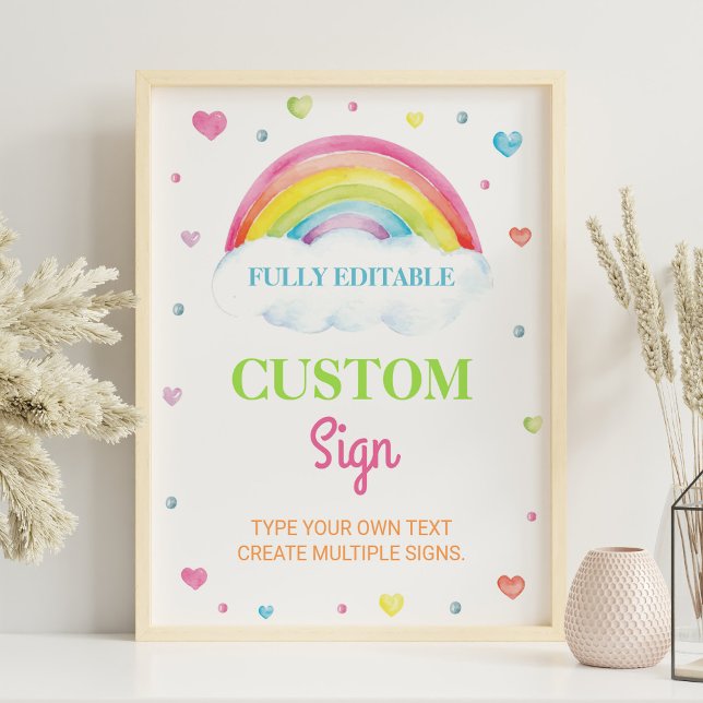 Pastel Colourful Rainbow 1st Birthday Custom Sign (Creator Uploaded)