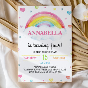 Pastel Colourful Rainbow Birthday Invitation