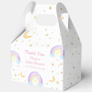 Pastel Colourful Rainbow Moon Sky Baby Shower  Favour Box