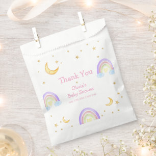 Pastel Colourful Rainbow Moon Star Baby Shower Favour Bag
