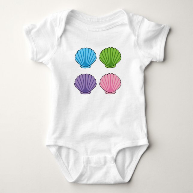 Pastel Colourful Seashell Pack Baby Bodysuit (Front)