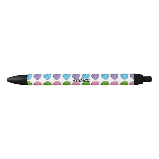 Pastel Colourful Seashell Pack Black Ink Pen (Front)