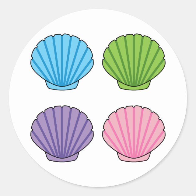Pastel Colourful Seashell Pack Classic Round Sticker (Front)