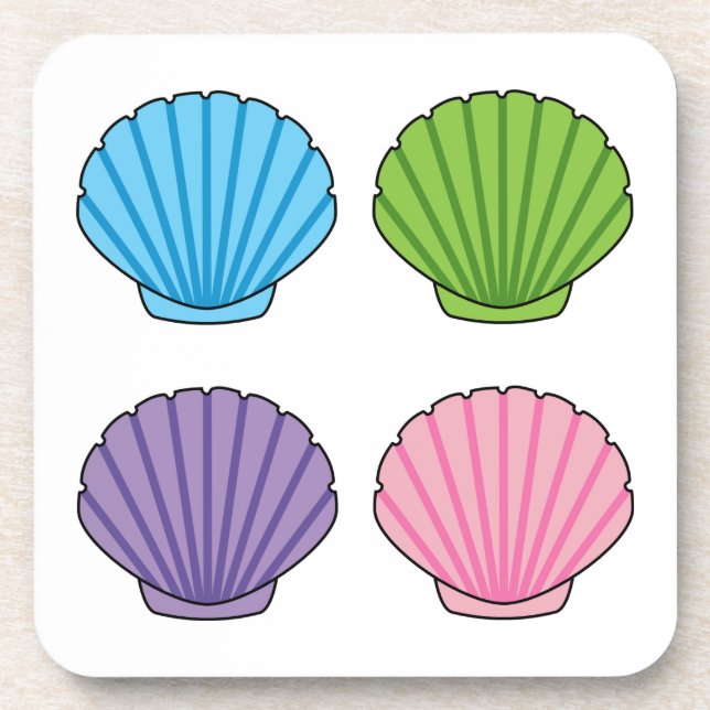 Pastel Colourful Seashell Pack Coaster (Front)