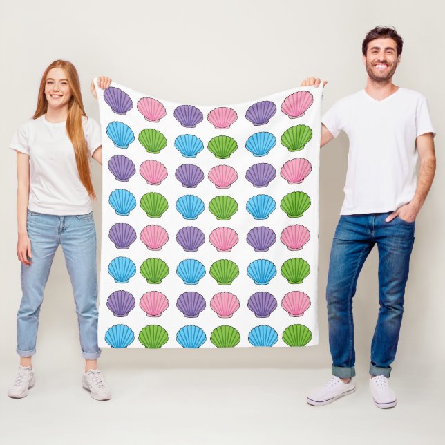 Pastel Colourful Seashell Pack Fleece Blanket (In Situ)