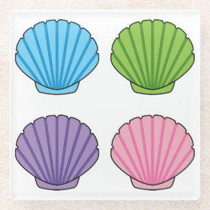 Pastel Colourful Seashell Pack Glass Coaster