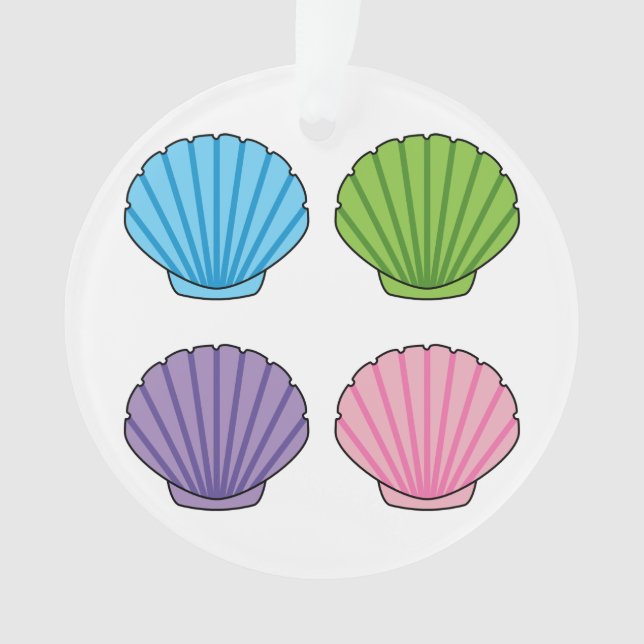 Pastel Colourful Seashell Pack Ornament (Front)