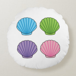 Pastel Colourful Seashell Pack Round Cushion