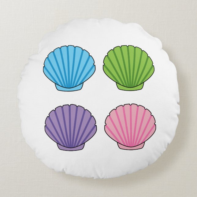 Pastel Colourful Seashell Pack Round Cushion (Front)