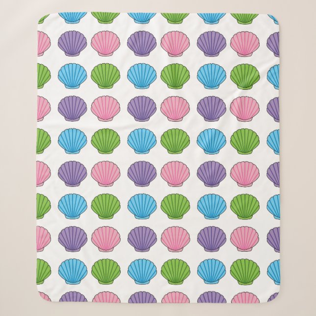 Pastel Colourful Seashell Pack Sherpa Blanket (Front)