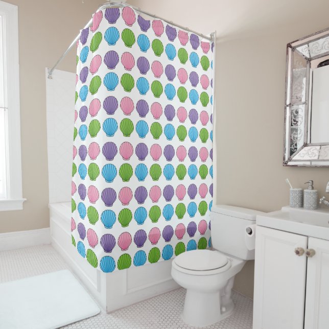Pastel Colourful Seashell Pack Shower Curtain (In Situ)