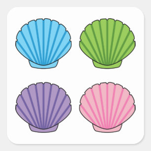 Pastel Colourful Seashell Pack Square Sticker