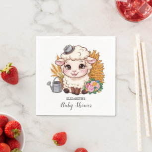 Pastel Colourful Sheep Baby Shower Napkin