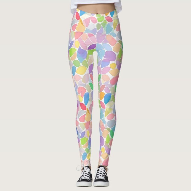 Pastel Colourful Spring Mosaic Leggings (Front)